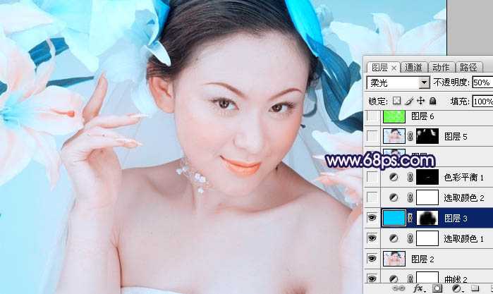 Photoshop调出美女图片淡雅甜美的粉红色