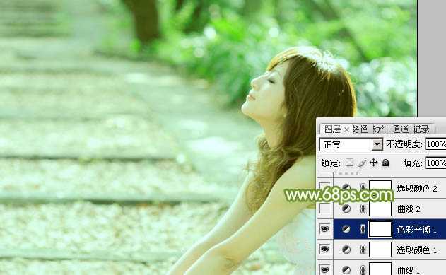 Photoshop将外景美女图片调制出淡淡的小清新绿色