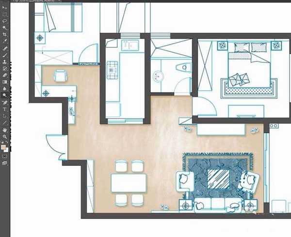 PS怎么给室内平面图上色? ps彩色平面图的制作方法