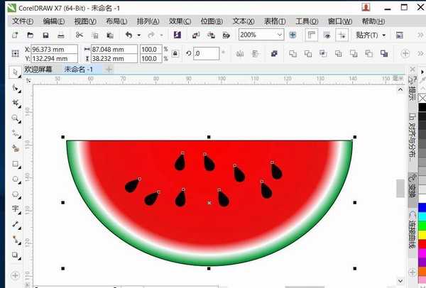 cdr怎么手绘西瓜? cdr画西瓜的教程