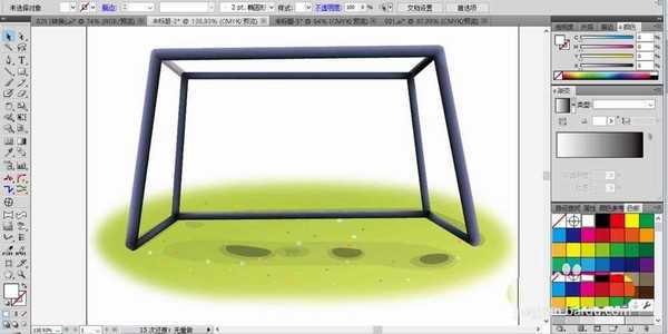 ai怎么设计足球场球门图形?