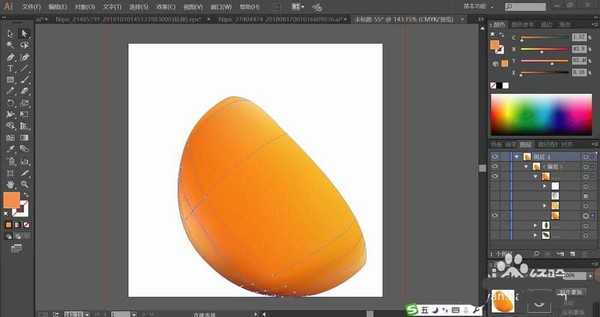 ai怎么手绘逼真的果冻橙? ai切开橙子的画法