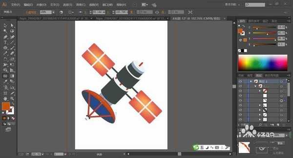 ai怎么绘制色块组成的航天器? ai航天器的画法