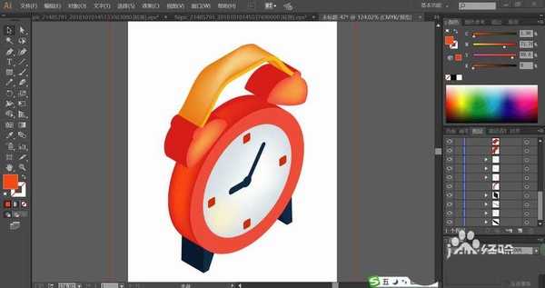 ai怎么设计三维立体的红色时钟图标? ai闹钟的画法